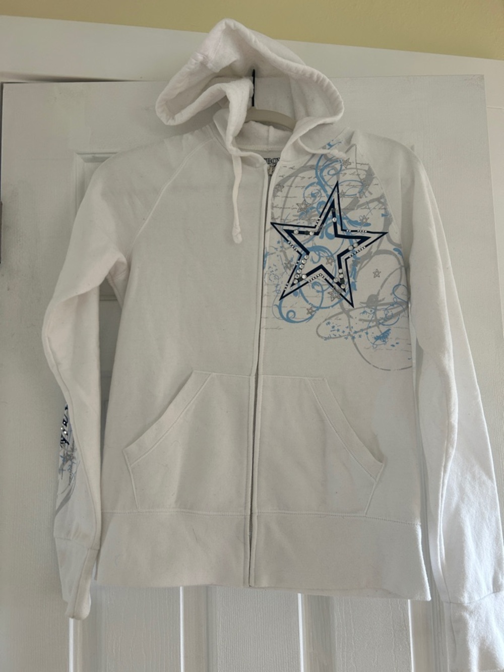 Authentic Dallas Cowboys Her Style White Zip-Up Hoodie with Blue Star Graphic